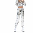 thumbnail image 2 of DuoJiaJ Women's Fashion Holographic Streetwear Club Cool Shiny Causal Pants Wide Leg Casual Pants Women, 2 of 5