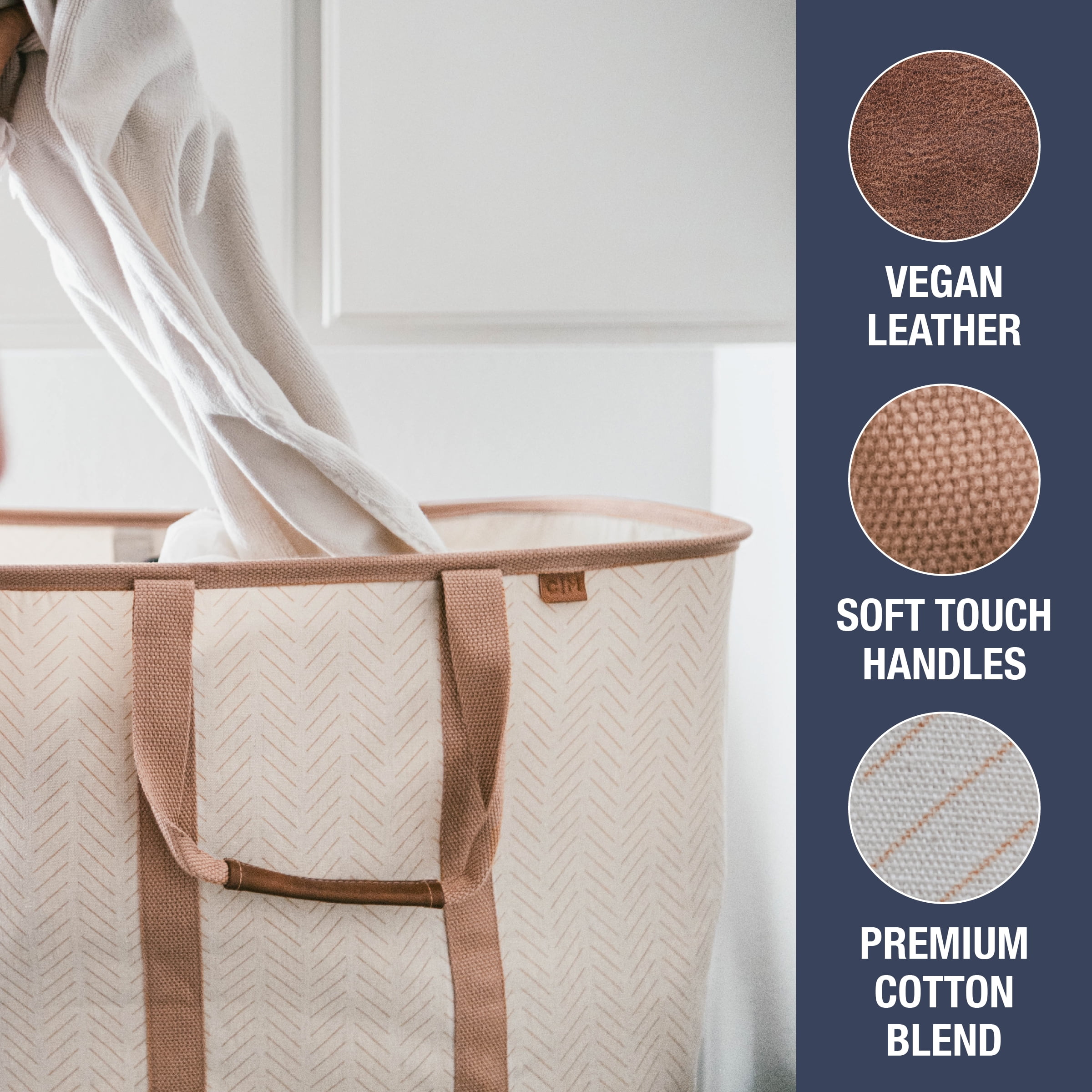 CleverMade Collapsible Fabric Laundry Hamper Premium, Mocha,, 2 Pack