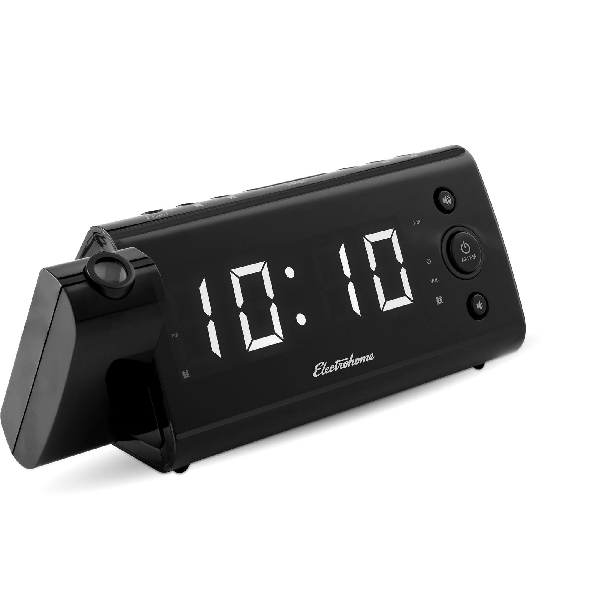 Electrohome Usb Charging Alarm Clock Radio With Time Projection Battery Backup Auto Set Dual 1 2 Led Display For Smartphones Tablets