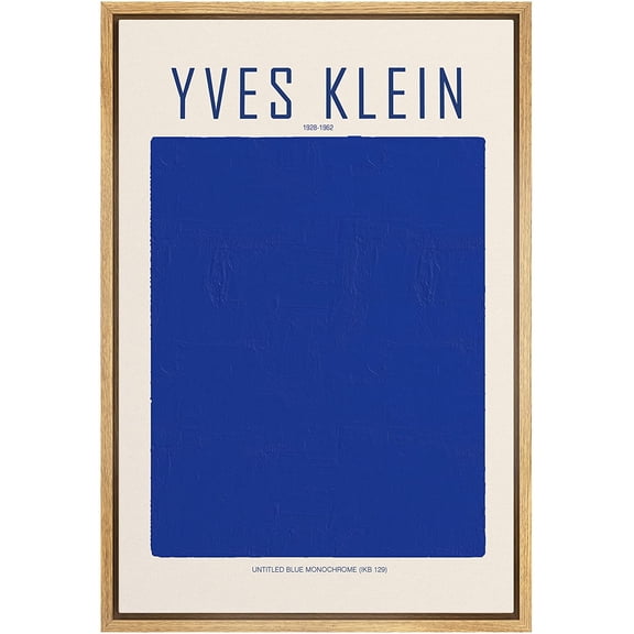 PixonSign Framed Canvas Print Wall Art Yves Klein Blue Monochrome Block Abstract Shapes Illustrations Fine Art Contemporary Relax/Calm Colorful for Living Room, Bedroom, Office - 16"x24" Natural