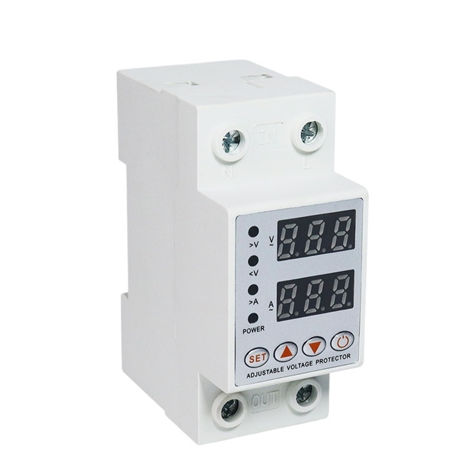 EJYWPSWD Din Rail Voltage Protector Relay Dual Display Adjustable Over Current and Under Voltage Protection Device 40A 63A 220V