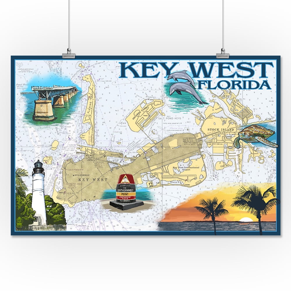 Key West Florida Nautical Chart Walmart
