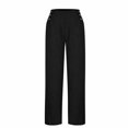 thumbnail image 5 of WCMZJ Wide Leg Trousers Pants for Women Elastic Waisted in The Back Business Work Button Long Casual Palazzo Pants Black L, 5 of 7