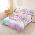 thumbnail image 3 of Metsweet Animal Unicorn Duvet Cover King, Kawaii Flower Rainbow King Bedding,Pink Reversible,3 Pieces,1 Duvet Cover and 2 Pillowcases, 3 of 6