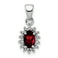 thumbnail image 1 of Pendentif Ovale en Argent Sterling 925 Rhodié Grenat et Diamant, 1 of 2
