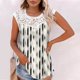 thumbnail image 2 of Camiseta sin mangas de encaje con estampado de mujer Camiseta sin mangas de empalme de cuello redondo Camiseta ligera y cómoda delgada OAVQHLG3B Store lin121212, 2 of 5