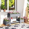 thumbnail image 2 of Outsunny Wooden Raised Garden Bed with 2 Foldable Side Pots, Storage Shelf, 2 of 10