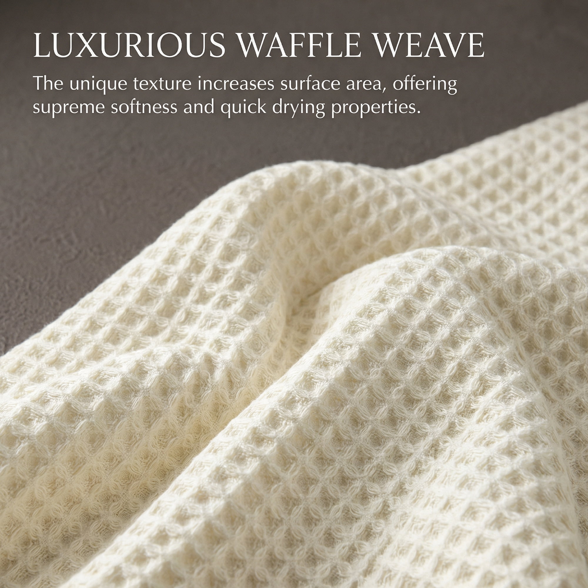 Unique Bargains Highly Absorbent Cotton Waffle Bath Towel with Tassel Beige 71" x 35"
