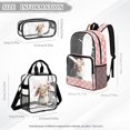 thumbnail image 4 of Xoenoiee Rabbit Bunny Heart Flower Print 3PCS Clear Backpack for Girls, Transparent Backpack with Heavy Duty PVC, See Through Backpacks Rucksack Travel Daypack with Lunch Bag and Pencil Case, 4 of 5