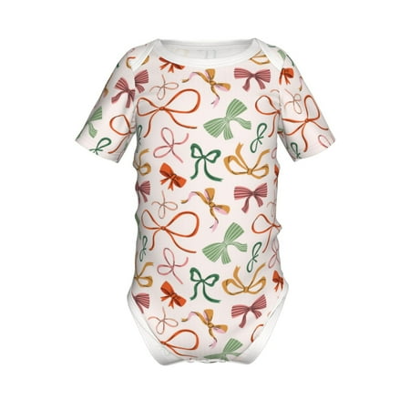 

Junzan Colorful Bow Knots Print Short-Sleeve Baby Climbing Clothes Bodysuits for Infant One-Piece for Baby Boys & Girls Baby Clothes Baby Romper with Snap Closure-12 Months