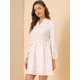 thumbnail image 4 of Mini vestido Elegante Allegra K con cuello de volantes y estampado de corazón Albaricoque L, 4 of 6
