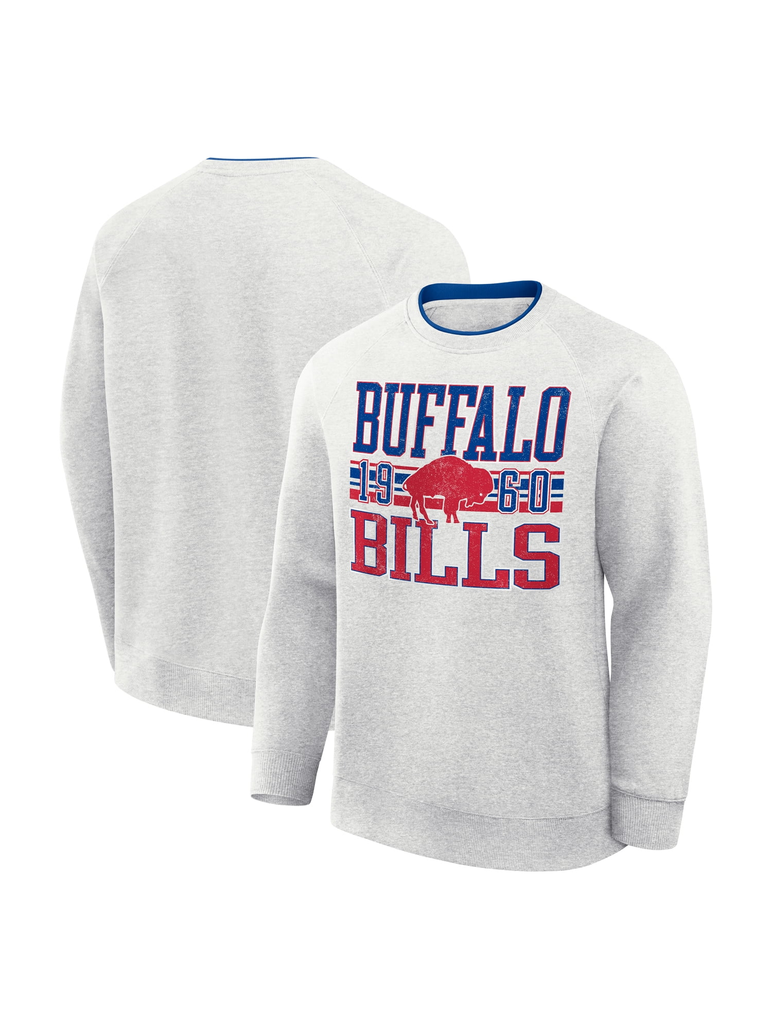 NFL Buffalo Bills Men's Cotton Gray Heather Long Sleeve Crew Fleece Sweatshirt