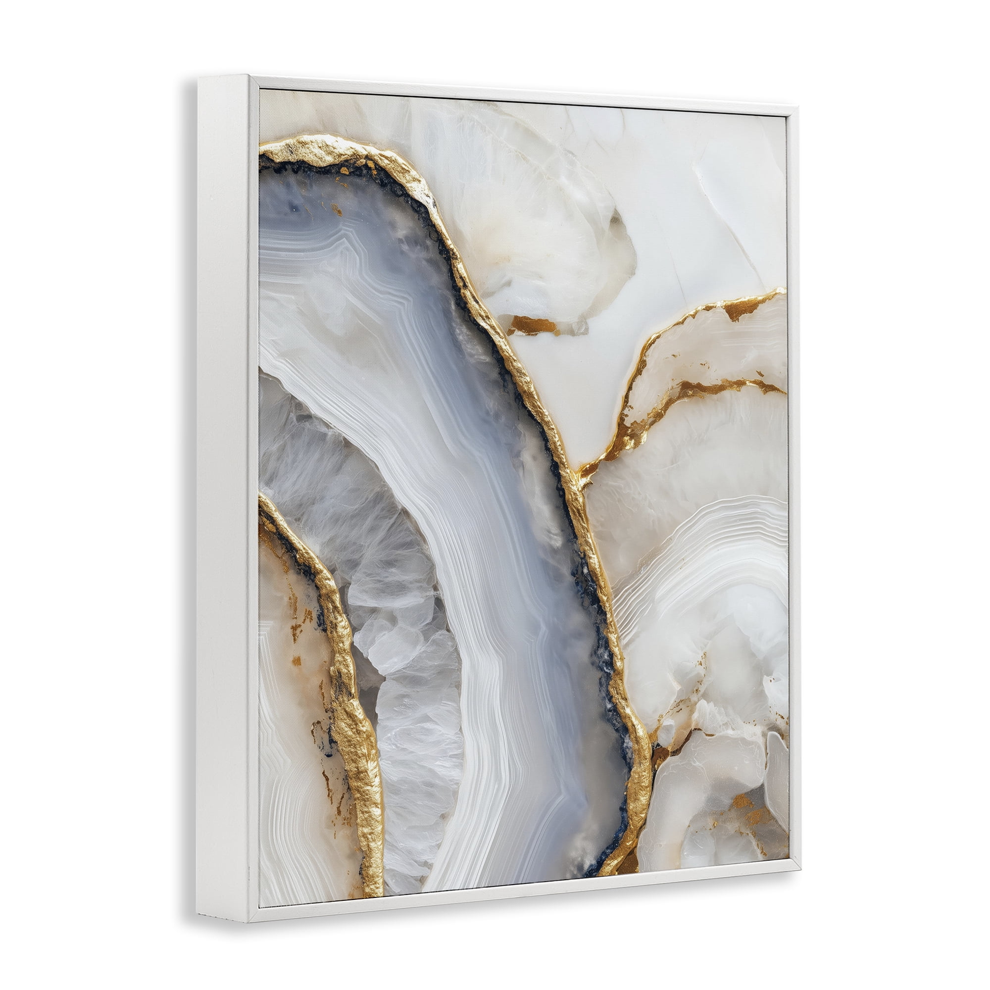 Stupell Industries Golden Marble Flow White Framed Giclee Art, design by Svetlana Aleynikova