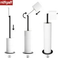 thumbnail image 5 of NIFFGAFF Toilet Paper Holder Stand Storage: Freestanding Stainless Steel Roll Holder with Reserve Function, Toilet Accessory Containers， Inverted L-shape, Black, 5 of 7
