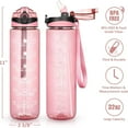 thumbnail image 4 of 32 oz Water Bottle with Sleeve - BPA Free Leakproof Sport Large 1L Plastic Motivational Water Bottle with Straw Strap Insulated Neoprene Holder Carrier Bag for Women Men(A4.Floral Bloom), 4 of 7