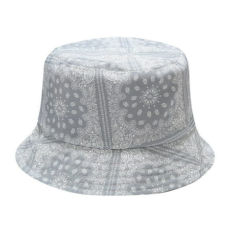 

Dadaria Straw Hats for Women Fisherman Hat Unisex Men Women Printing Sun Hat Outing Two-sided Bucket Caps Gray Women