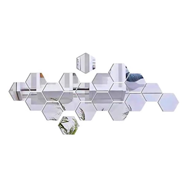 Kits De Calcomanías De Pegatinas De Pared De Espejo Hexagonal Extraíbles Para La Decoración Del Dormitorio De La Sala De Estar Del Hogar 12 Uds. Advancent HA046412-01
