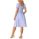 thumbnail image 3 of Vestido Gingham con Fruncido Inspire Chic para Mujer, Cuello Cuadrado, Con Abertura Lateral, Vestidos de Cuadros Casual, Color Púrpura, 3 of 6