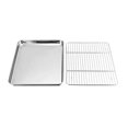 thumbnail image 1 of P&P CHEF Toaster Oven Tray and Rack Set, Stainless Steel Baking Pan with Cooling Rack, Fit Your Small Oven & Single Person Use, Non Toxic & Easy Clean, 1 of 4