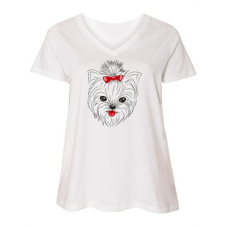 

Inktastic Yorkie Dog Yorkshire Terrier Art Women s Plus Size V-Neck