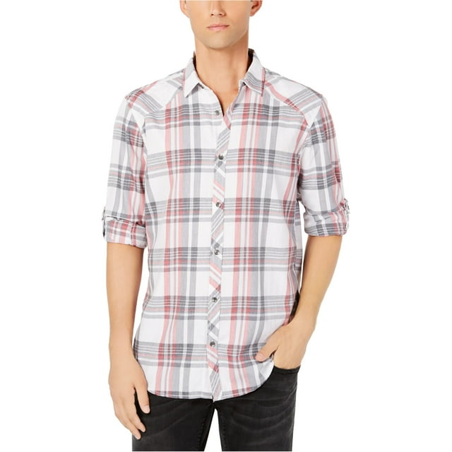 INC - Camisa a cuadros para hombre, color blanco, XXL