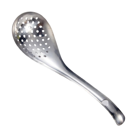 Pekkaxy Heavy-Duty Stainless Steel Kitchen Spoon, 5.12 Inch Wide Head, Easy to Clean Design, Essential Tool for Cooking, Frying, and Straining Noodles