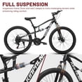 thumbnail image 4 of 26 Inch Mountain Bike Dual Suspension, 21-Speed Mountain Bicycle with Dual Disc Brakes, Steel Frame MTB Bike for Outdoor Trail Commuter, Black, 4 of 10