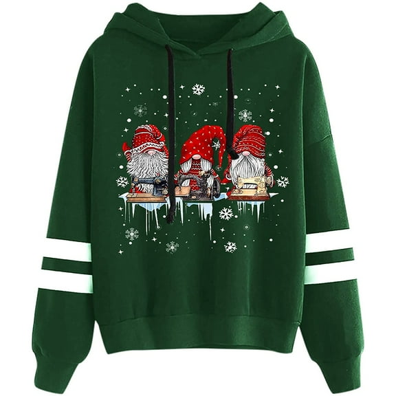 WXLWZYWL Trendy Sweatshirts For Women 2023 Women Casual Hooded Slim-Fit Christmas Printing Double Horizontal Coat