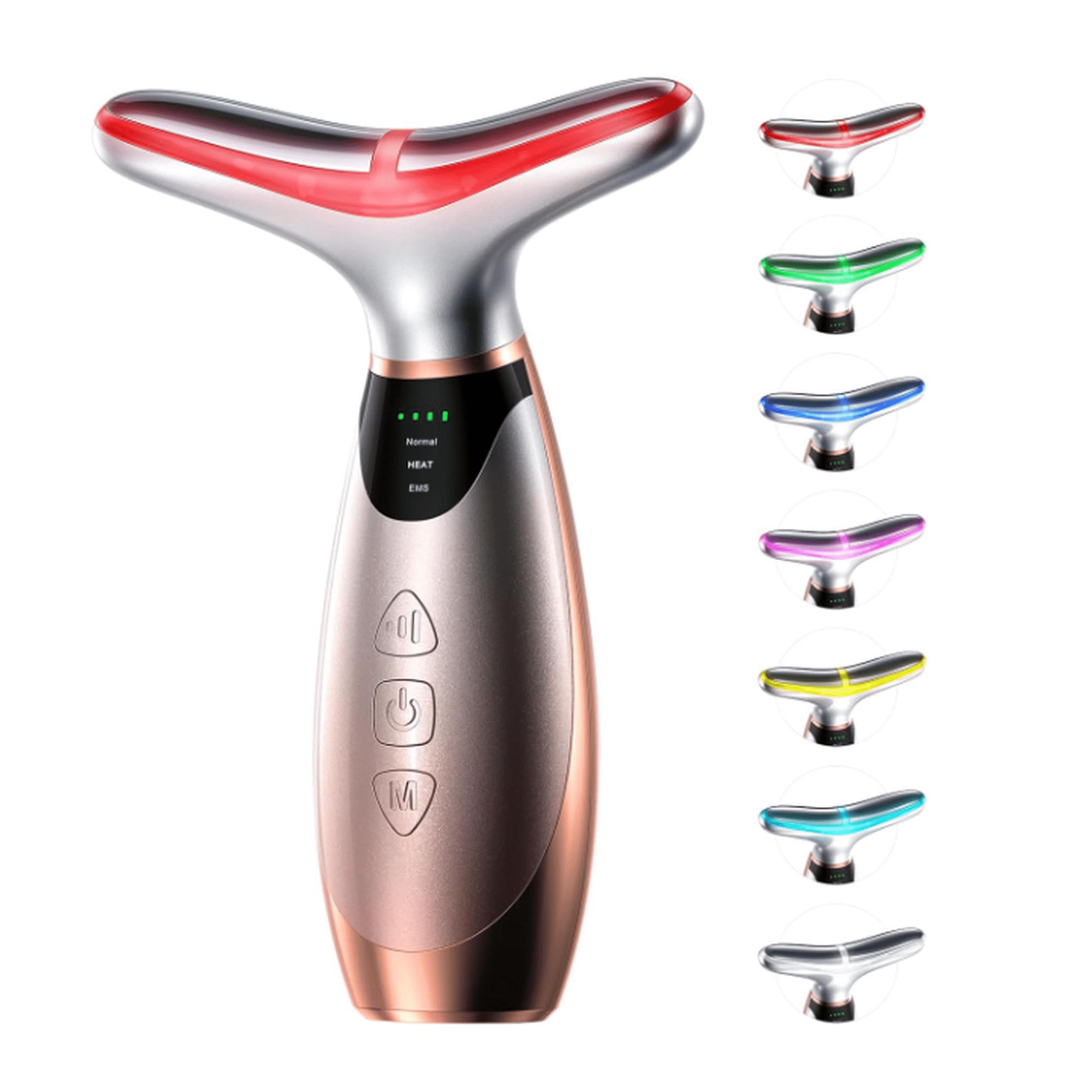 Facial massager, 7-color red light therapy for face and neck, 113 ° F heating vibration facial lifting device, used for various skin care
