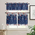 thumbnail image 3 of Christmas Navy Blue Kitchen Curtains and Valances Set, Rod Pocket Curtains Tier Farmhouse Window Curtains 24 Inch Length, Xmas Tree Snowflake Silver Leaves 3 Piece Kitchen Curtains Set, 3 of 6