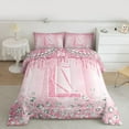 thumbnail image 2 of Homewish Letter L Monogrammed Queen Comforter Set,Chic Diamond Bedding Sets,Pink Glitter Print Bedding Comforter Set For Girls,Microfiber Room Decorative Reversible,3 Pieces, 2 of 8