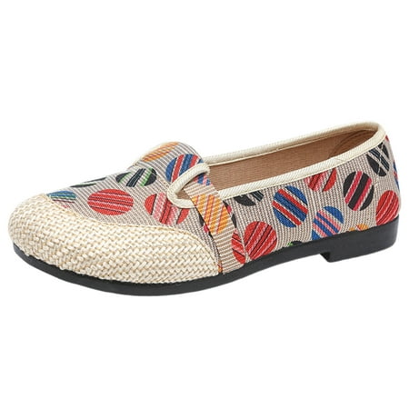 

nsendm Female Shoes Adult Casual Womens Shoes for Work Bottom Comfortable Large Size Linen Retro Business Casual Shoes for Women Comfortable Red 7