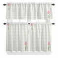 thumbnail image 2 of Kitchen Window Curtains Valance and Tier Set, Light Yellow Lattice Spring Tulip Flower Rod Pocket Tier Curtain Valance Set, Minimalist Check Light Filtering Cafe Curtains for Bedroom Living Room, 2 of 9