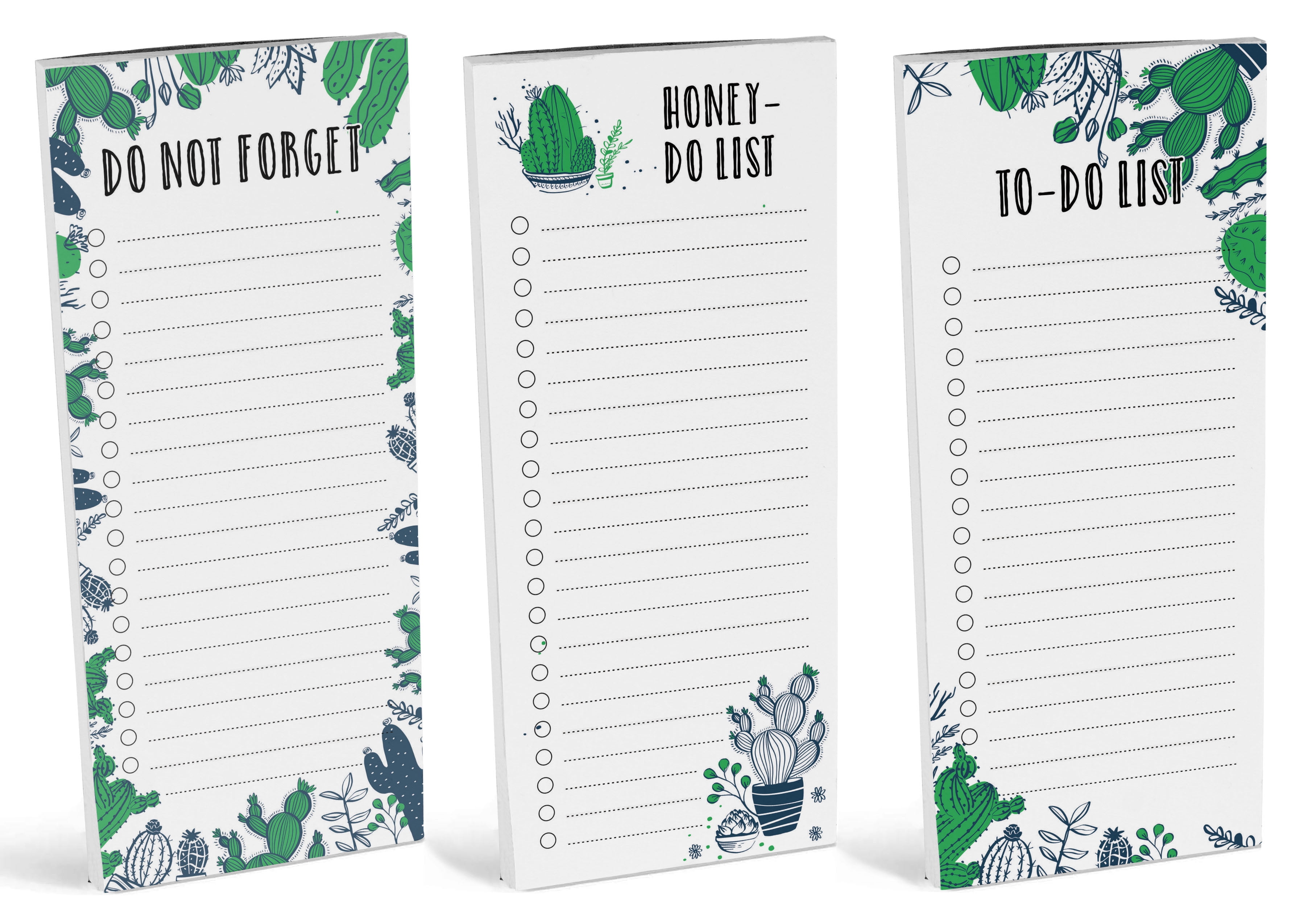 Inkdotpot Pack of 3 Magnetic Fridge To-Do List Notepads- Magnetic Memo Pads For Refrigerator-(50 Sheets Each)-1L