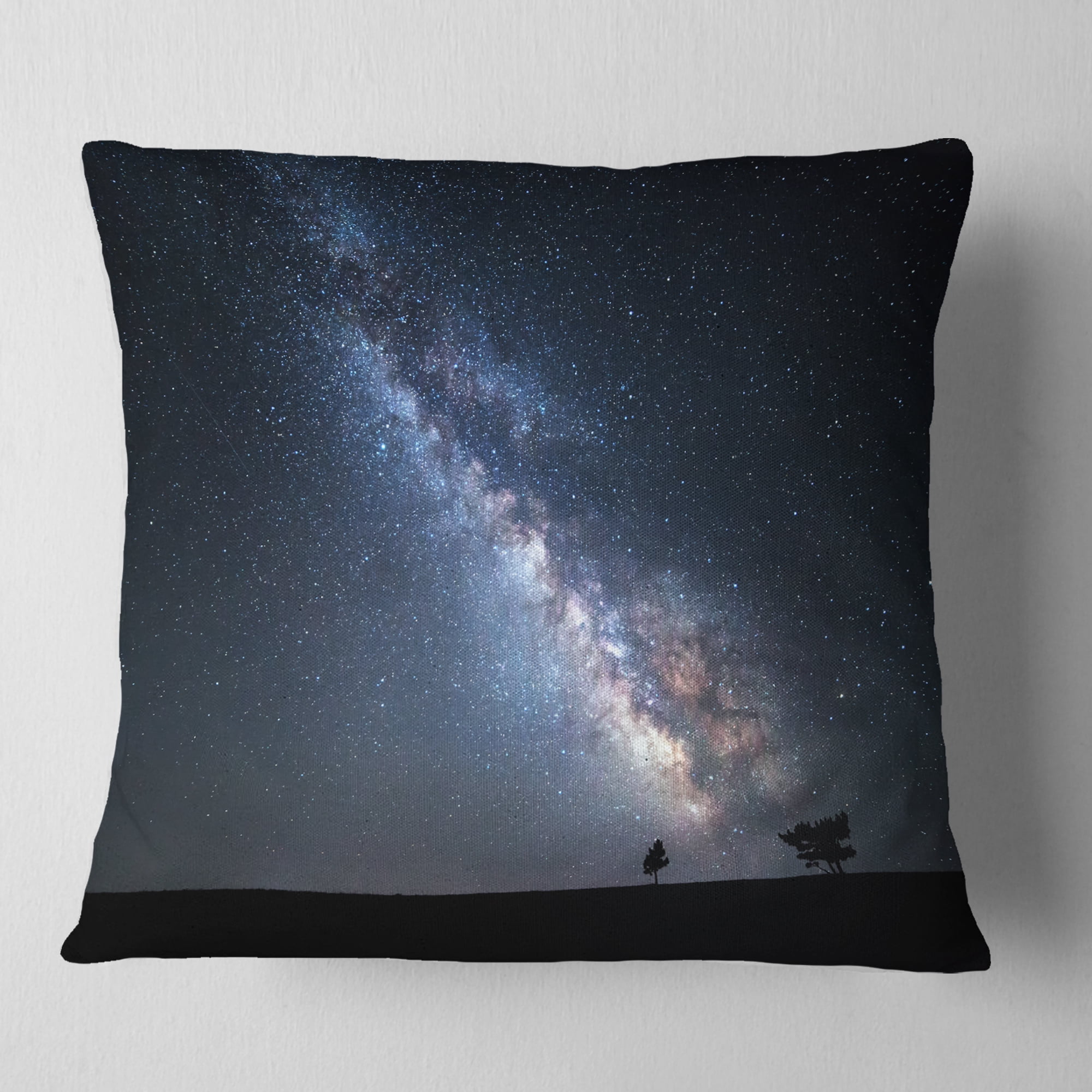 Designart Summer Night with Stars in Crimea - Landscape Photography Throw Pillow - 16x16