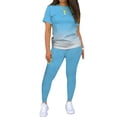 thumbnail image 1 of Daeful Ensemble de Jogging pour Femmes Manches Courtes Deux Pièces Tenue de Jogging Col Rond Survêtements Moulants Bleu Ciel TG, 1 of 4