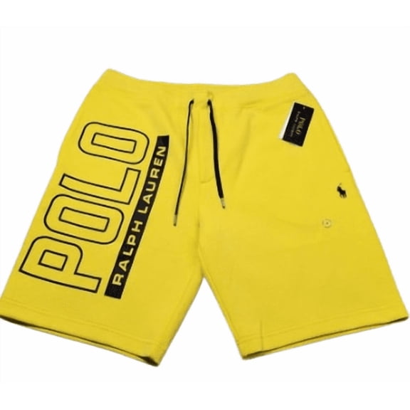Polo Ralph Lauren Men's Yellow Big & Tall Polo Logo Spellout Tech Knit Shorts, 3LT