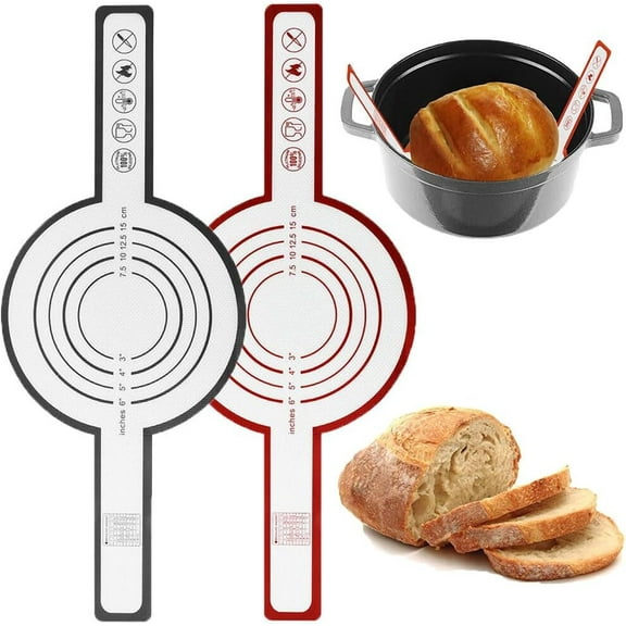 Silicone Bread Sling, Reusable Bread Baking Mat for Oven, Non-Stick, Easy To Clean, With Extra Long Handles Bread Baking Sheet Liner (Red   Black)