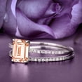 thumbnail image 2 of Art deco 2.00 Carat Emerald Cut Morganite And Diamond Moissanite Engagement Ring Set, Wedding Ring in 10k Solid White Gold, Feminine Gift, Promise Ring, Anniversary Gift, 2 of 3
