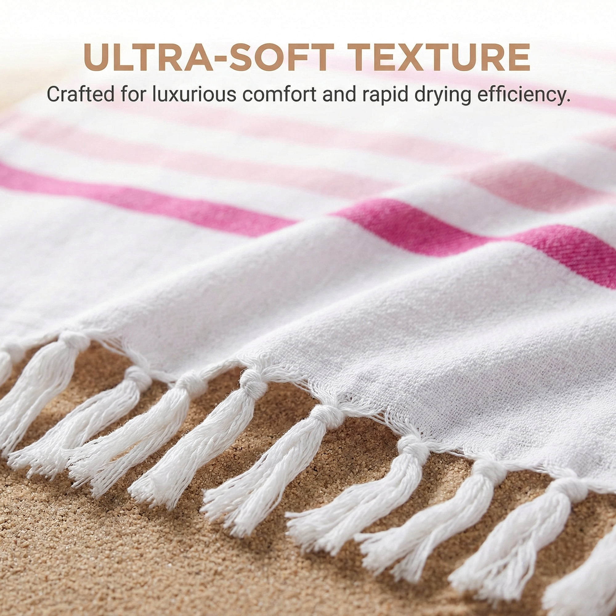 Unique Bargains 2 Pack Turkish Durable Beach Towel Pink/Red 71"x40"/71"x35"