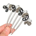thumbnail image 3 of Sankuwen Women Rhinestone Inlaid Flower Hair Comb Hairpin Barrette Accessory, 3 of 8
