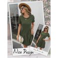 thumbnail image 6 of HUBERY Women Pleated Layered Hem Pocket Crew Neck Short Sleeve Mini Dress, 6 of 7