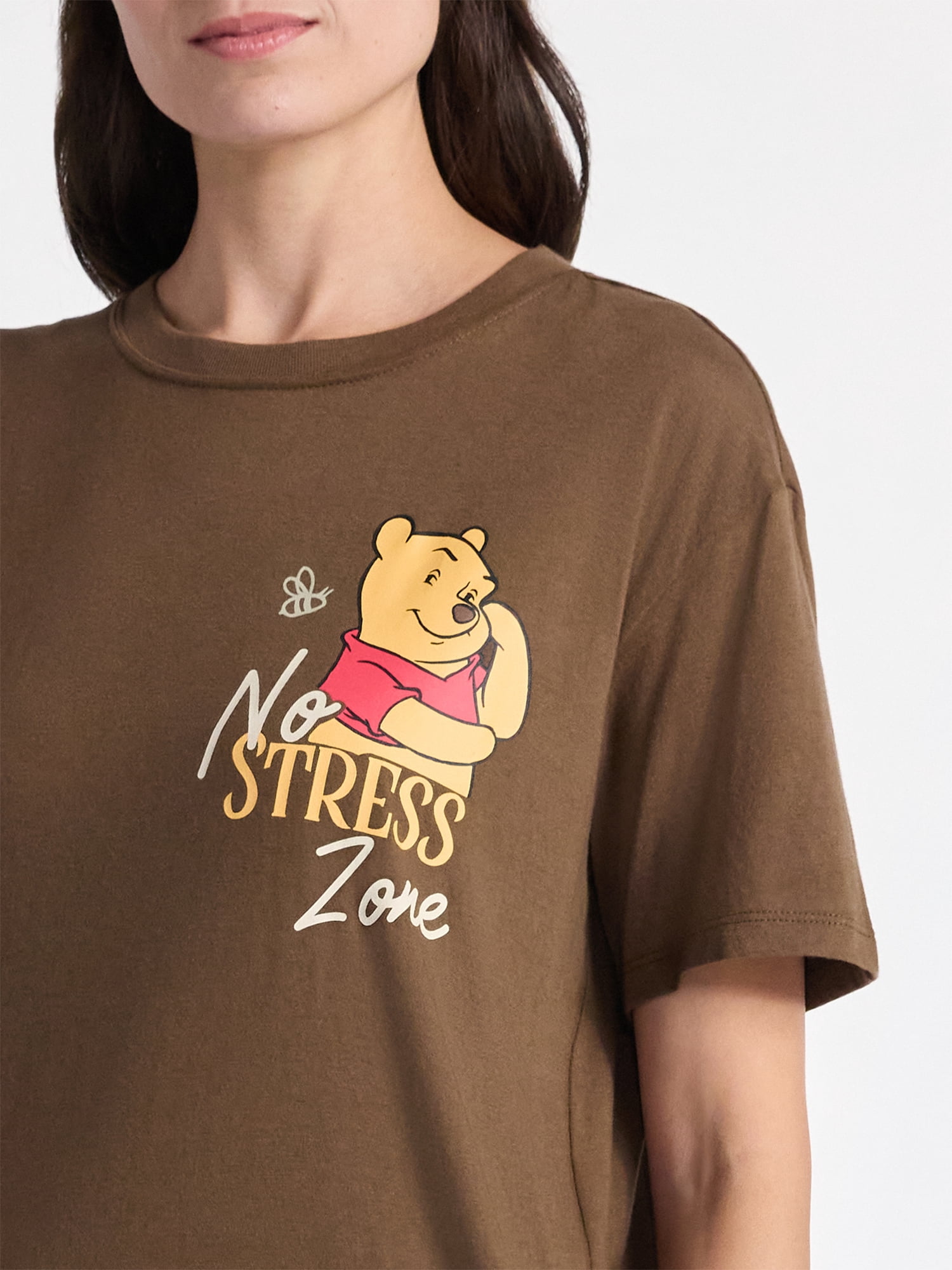 Disney Women's Winnie The Pooh Front Back Graphic Tee with Short Sleeves, Sizes XXS-XXL