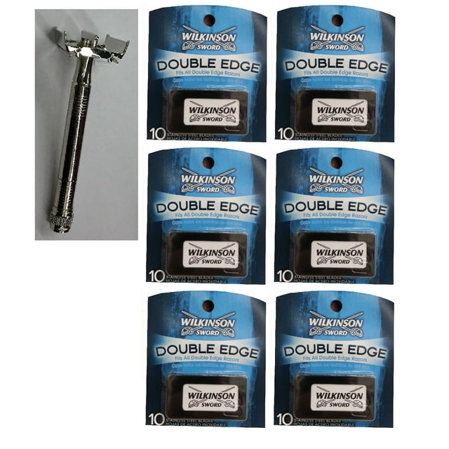 Double Edge Rasoir de Sûreté + Lames de Rasoir Double Edge Wilkinson Sword, 10 Unités (Lot de 6)