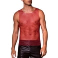 thumbnail image 5 of INSPIRE CHIC Rhinestones Sparkly Tank Top for Men's Shiny Mesh Sleeveless Tee Shirt Rave Sheer Metallic Vest M Red, 5 of 6