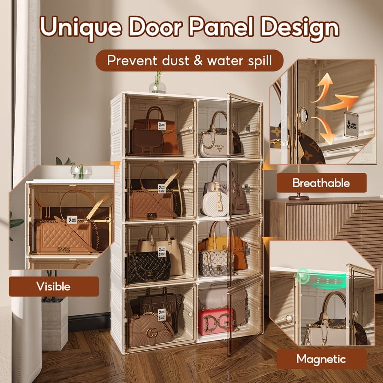 VIPBOX 6 Cubbies Foldable Handbag Organizer with Clear Magnetic