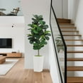 thumbnail image 3 of Ataucjin 5FT Artificial Fiddle Leaf Fig Tree，Fake Fig Tree in White Planter - Faux Ficus Lyrata Floor Plant for Home, Office, Living Room Decor， Realistic Fake Indoor Tree, 3 of 7