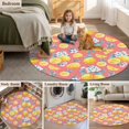 thumbnail image 6 of Summer Fruit Round Area Rugs 3 ft, Watercolor Lemon Cute Frangipani Blue Leaves Farmhouse Washable Small Area Rug with Non-Slip Sturdy Edge Binding Round Front Door Mat Floor Carpet for Entryway, 6 of 9