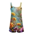 thumbnail image 4 of Womens Floral Printed Adjustable Strap Rompers Loose Fit Tie-Dye Summer Wide Leg Short Overalls with Pockets, 2025 Trendy Vacation Jumpsuits for Beach & Casual, 4 of 8