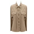 thumbnail image 3 of Women's Corduroy Jackets Long Sleeve Coats Button Down Coat (Khaki XXL), 3 of 4